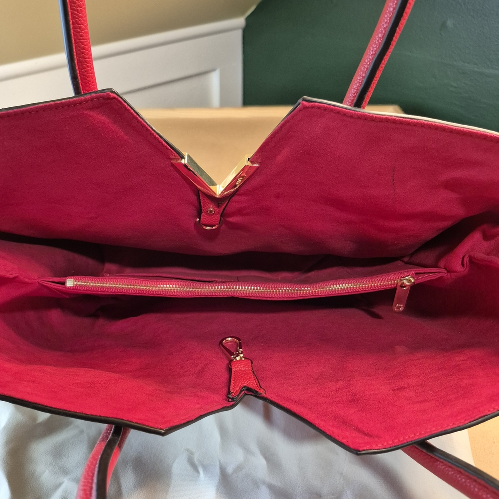 Louis Vuitton Red and Monogram Leather Purse - Picture 5 of 16